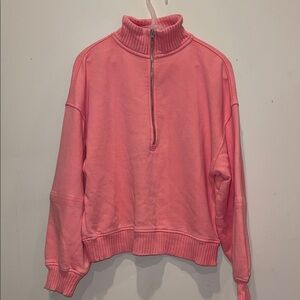 Aerie Coral Half-Zip Sweater
